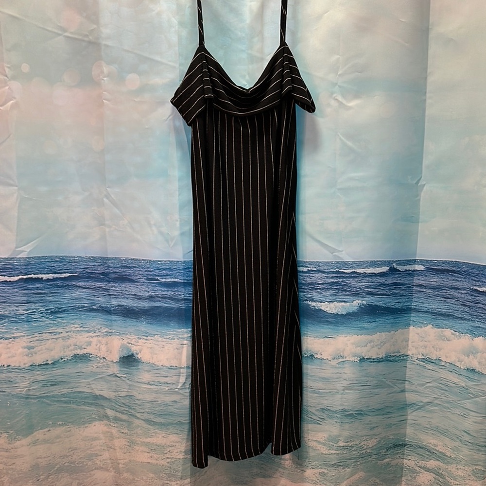 Elegant Black Striped Dress